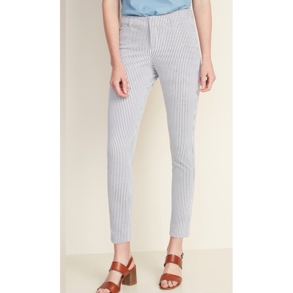 Old Navy Pixie Ankle Pants Womens Size 2 Regular Blue White Striped